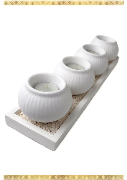 Inci Beyazı 4'lü Dekoratif Mumluk Seti, Şık ve Zarif Ev Dekorasyonu Için Ideal. indirimleri