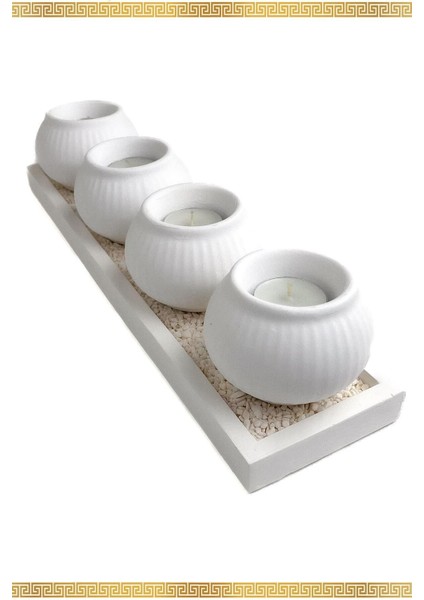 Inci Beyazı 4'lü Dekoratif Mumluk Seti, Şık ve Zarif Ev Dekorasyonu Için Ideal.