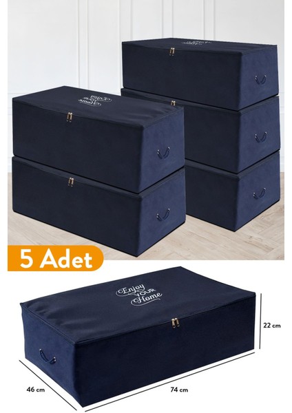 5'li Lacivert Mega Boy Baza Altı Hurç, 74X46X22 Cm, Havalı ve Şık Saklama Alanı fiyatları