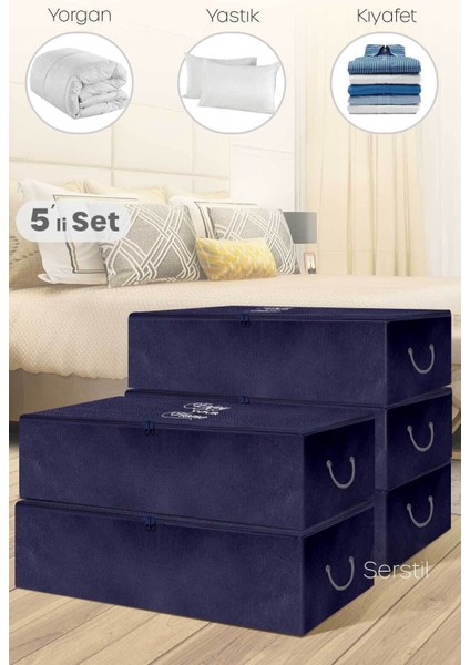 5'li Lacivert Mega Boy Baza Altı Hurç, 74X46X22 Cm, Havalı ve Şık Saklama Alanı modelleri