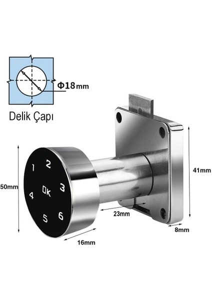 Powermaster PM-26730 Çekmece Dolap Kilidi Dijital Numaralı Standart Gömme Kilit