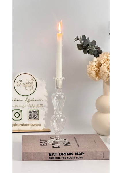 Şeffaf Çizgili El Yapımı Cam Mumluk, Ev ve Dekorasyon Için Zarif Aksesuar indirimleri