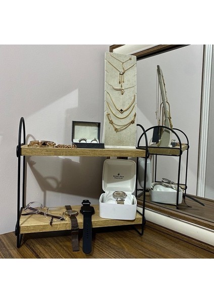 Minimal Banyo Organizer Ikili Raf, Ahşap Uyumu, Havlu Düzenleyici