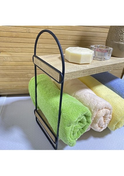 Minimal Banyo Organizer Ikili Raf, Ahşap Uyumu, Havlu Düzenleyici fırsatları