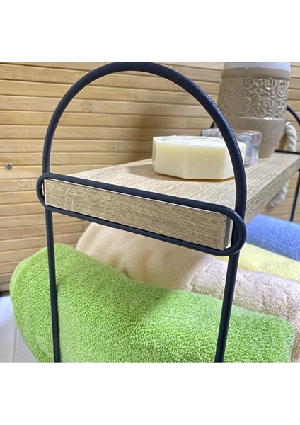 Minimal Banyo Organizer Ikili Raf, Ahşap Uyumu, Havlu Düzenleyici indirimleri