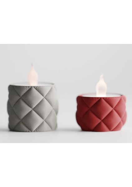 Renkli 2'li Minimalist Kumaş Görünümlü Tealight Seti fiyatları