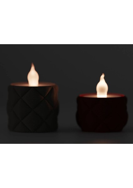 Renkli 2'li Minimalist Kumaş Görünümlü Tealight Seti modelleri