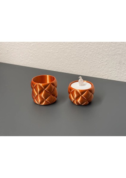Renkli 2'li Minimalist Kumaş Görünümlü Tealight Seti indirimleri