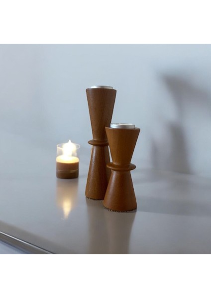 Doğal Gürgen Ağacı Dekoratif Ahşap Kum Saati ve Mumluk Seti fiyatları