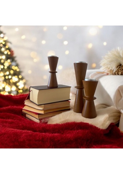 Doğal Gürgen Ağacı Dekoratif Ahşap Kum Saati ve Mumluk Seti modelleri