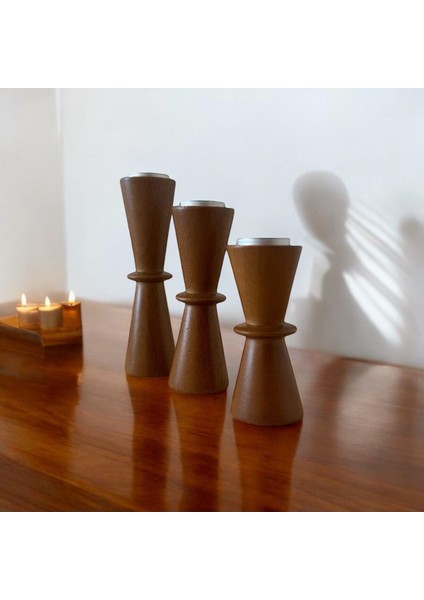 Doğal Gürgen Ağacı Dekoratif Ahşap Kum Saati ve Mumluk Seti fırsatları