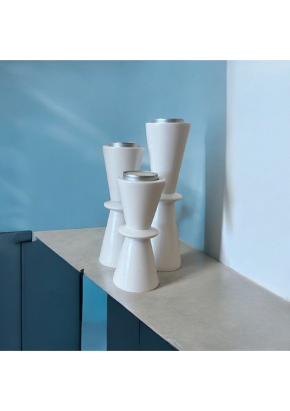 Şamdan ve Kum Saati Seti, Doğal Gürgen Ağacı, Şık Dekoratif Tasarım fırsatları