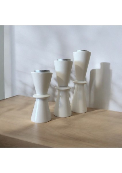 Şamdan ve Kum Saati Seti, Doğal Gürgen Ağacı, Şık Dekoratif Tasarım indirimleri