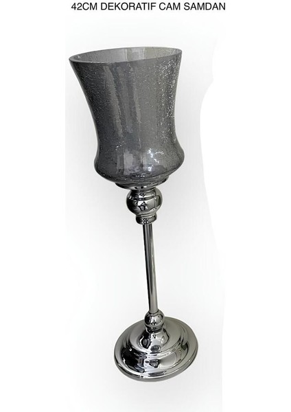 42 cm Şamdan, Dekoratif ve Şık Bronz Renk Cam Tasarım