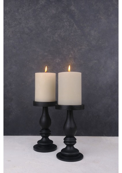 Şık Siyah Ahşap Şamdan Seti, Dekoratif 16 Cm, Zarif ve Modern Tasarım modelleri