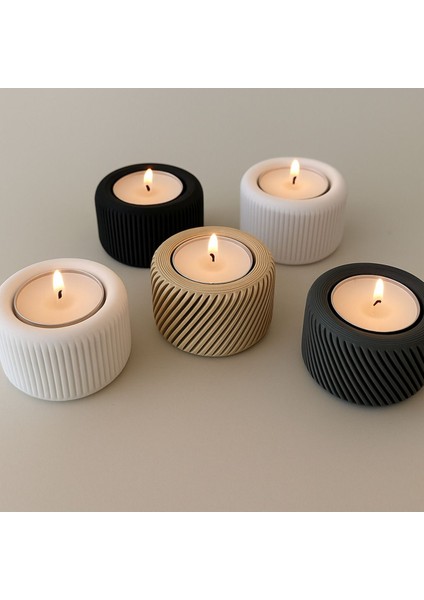 Renkli 5'li Tealight Mumluk Seti, Şık ve Sade Dekoratif Aydınlatma