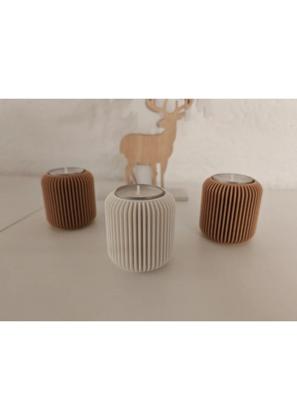 Modern Çizgi Tasarımlı Şık 3'lü Tealight Mumluk Seti fiyatları