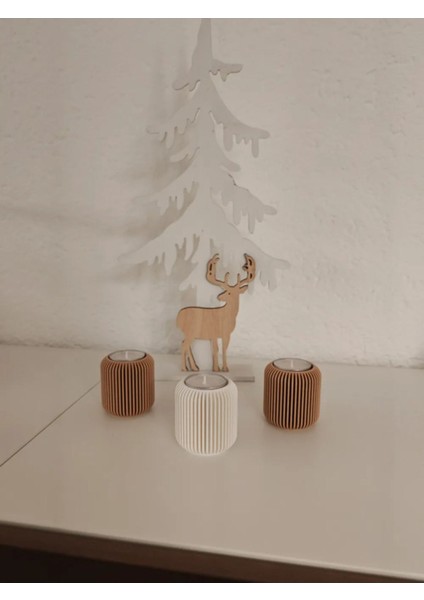 Modern Çizgi Tasarımlı Şık 3'lü Tealight Mumluk Seti modelleri