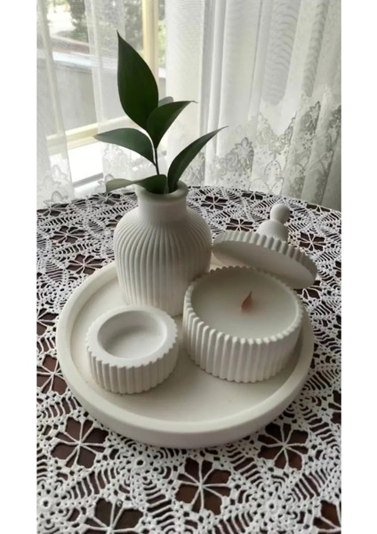 Beyaz Kokulu Mum ve Vazo Seti, Sandal, Gül, Vanilya Kokusu, Hediye Seçeneği