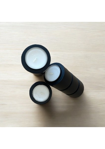 Doğal Gürgen Ağacı Ahşap Silindir 3’lü Mumluk Seti, Şamdan, Dekoratif ve Şık Tasarım indirimleri