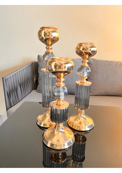 Bronz Ayaklı Şamdanlık, Şık ve Zarif Dekoratif Obje