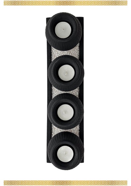 Dörtlü Siyah Mumluk Takımı, Şık Tasarım ve Gece Mavisi Detaylar