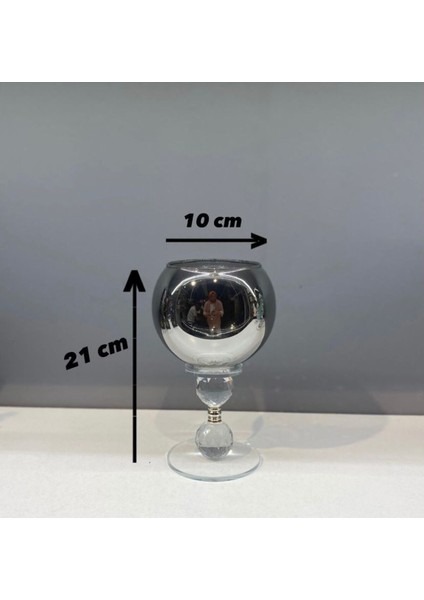 Şık Füme Kristal Cam Üçlü Top Şamdan, Dekoratif ve Zarif Tasarım indirimleri