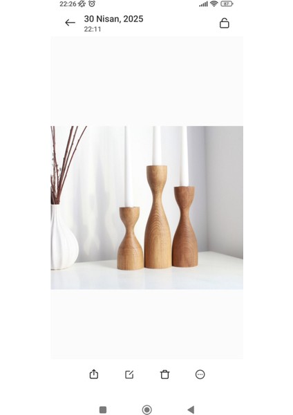 El Yapımı Doğal Ahşap Şamdan Seti, Rustik Dekor, 3'lü, Modern Tasarım fiyatları