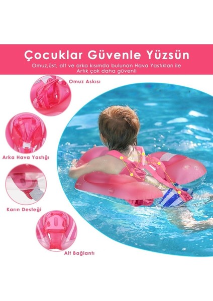 Çocuklar Için Güvenli Pembe Yüzme Simidi, Bel ve Omuz Korumalı, S Beden fiyatları