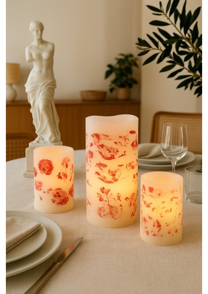 3'lü Renk Değiştiren Kumandalı LED Mum Seti, Şık ve Modern Dekorasyon Parçası