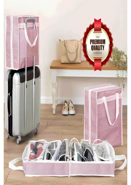 Ultra Lüx 6 Bölmeli Desenli Ayakkabı Hurcu Seyahat Tipi Valiz Üstü Hurç (35X22X40)