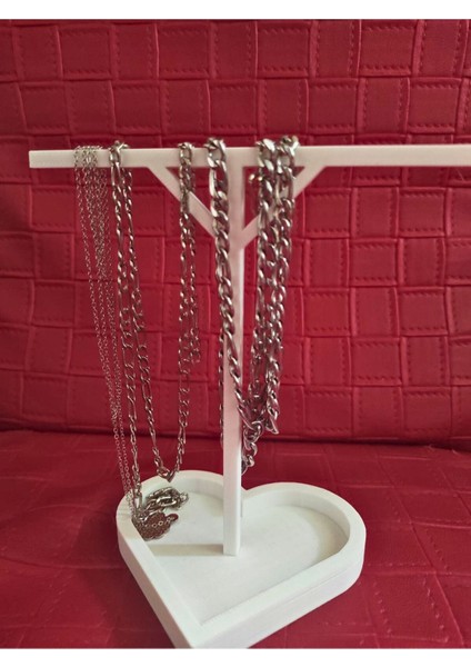 Kalpli Takı Standı - Takı Askılığı - Beyaz Şık Tasarım Takı Standı