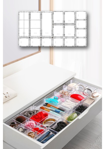 Beyaz Kapaklı 16 Parça Çekmece Iç Organizer Seti, Çok Amaçlı Düzenleme modelleri