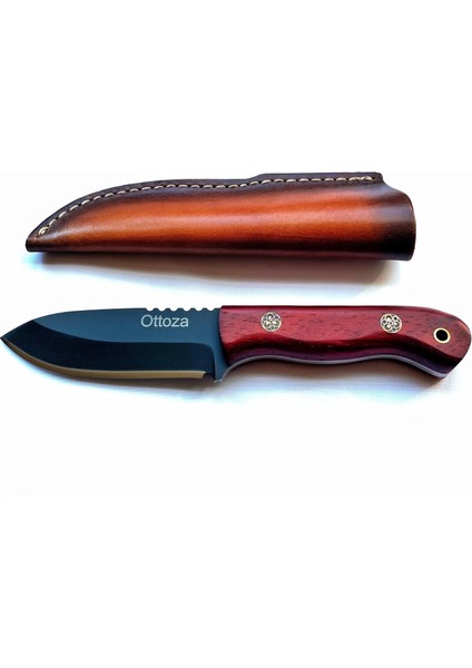 Küçük Av Bıçağı, 1075 Karbon Çelik ve Paduk Ağacı Kabza - Kamp Bıçağı - Outdoor Bıçak - Buşkraft Bıçak