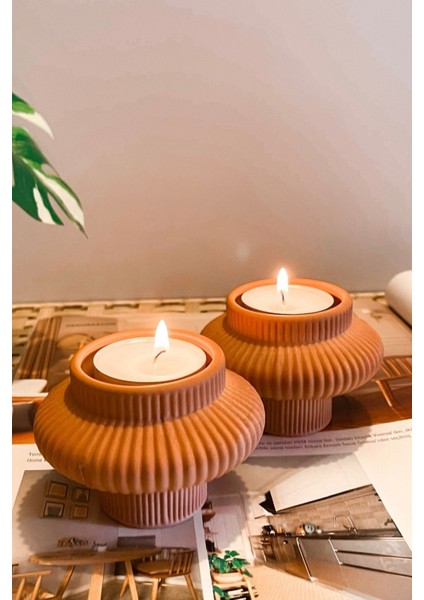Fiji Terracotta Tealight Mumluk, Şık ve Doğal Dekorasyon Ürünü.