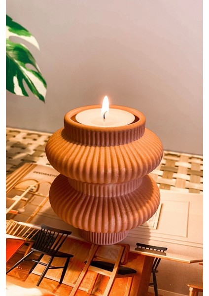 Fiji Terracotta Tealight Mumluk, Şık ve Doğal Dekorasyon Ürünü. fırsatları