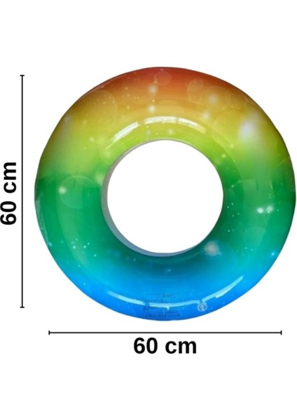 Renkli Gökkuşağı Şişme Deniz Havuz Çocuk Simidi 60 cm modelleri