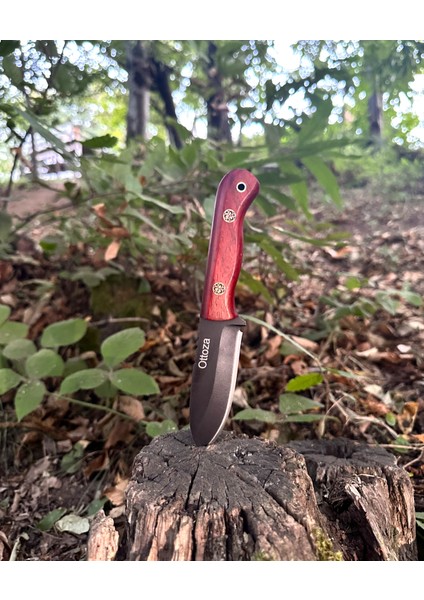 Küçük Av Bıçağı, 1075 Karbon Çelik ve Paduk Ağacı Kabza - Kamp Bıçağı - Outdoor Bıçak - Buşkraft Bıçak