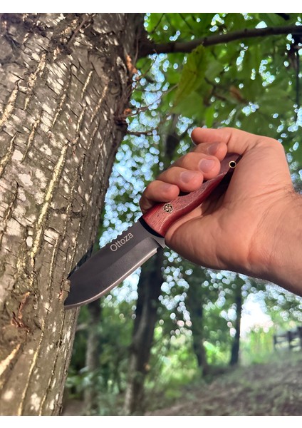 Küçük Av Bıçağı, 1075 Karbon Çelik ve Paduk Ağacı Kabza - Kamp Bıçağı - Outdoor Bıçak - Buşkraft Bıçak