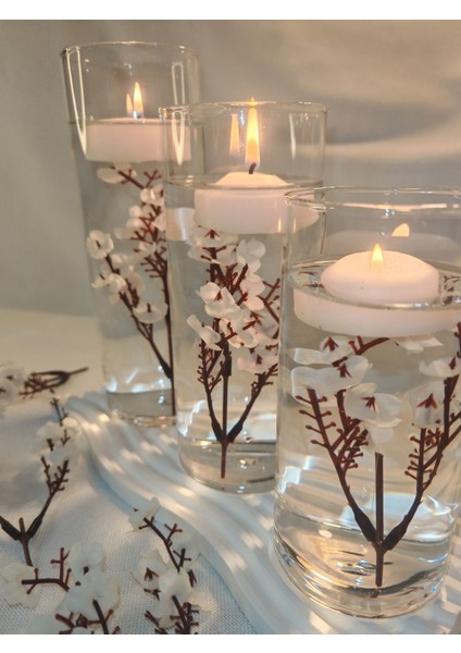 Beyaz Dekoratif Silindir Üçlü Set, Mumluk ve Süsler, Şık ve Zarif Tasarım modelleri