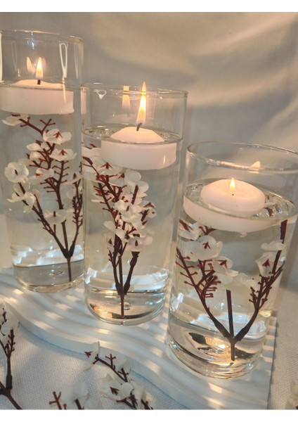 Beyaz Dekoratif Silindir Üçlü Set, Mumluk ve Süsler, Şık ve Zarif Tasarım fırsatları