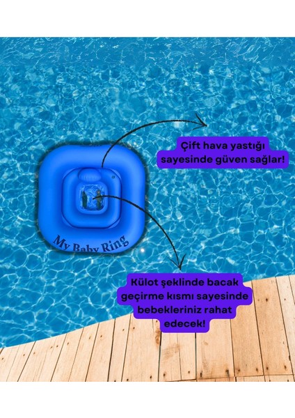Mavi 0-3 Yaş Bacak Geçmeli Oturaklı Şişme Bebek Deniz Simidi 70 cm fiyatları