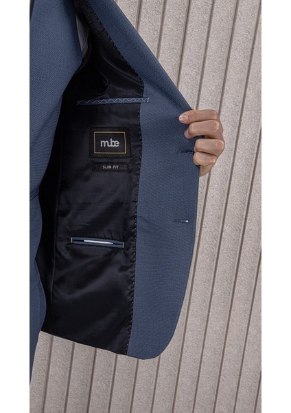 Erkek Likralı Slim Fit Sivri Yaka Yelekli Takım Elbise