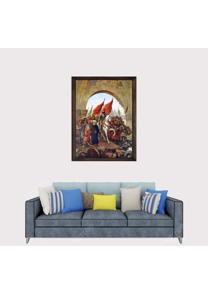 Osmanlı Padişahı Fatih Sultan Mehmet Han Istanbula Girişi Çerçeveli Duvar Tablosu 30X45 cm fiyatları