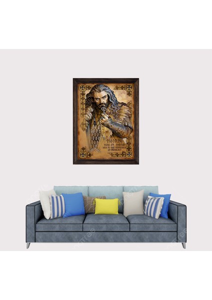 Yüzüklerin Efendisi Thorin Meşekalkan Çerçeveli Duvar Tablosu 30X45 cm fiyatları