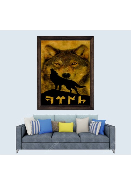 Türkçü Bozkurt Çerçeveli Duvar Tablosu 20X30 cm