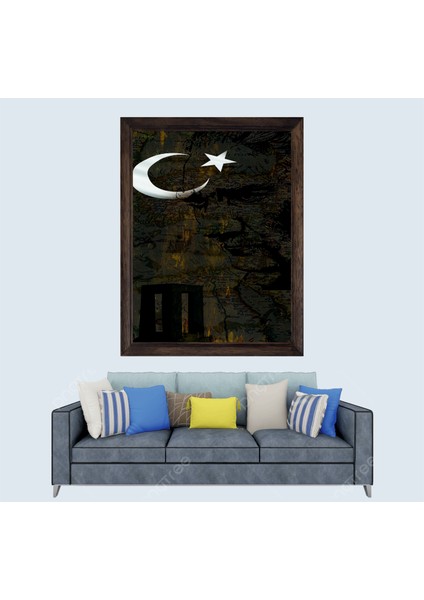 Atatürk, Ayyıldızlı Bayrak Çerçeveli Duvar Tablosu 20X30 cm
