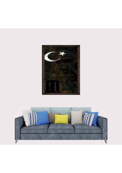 Atatürk, Ayyıldızlı Bayrak Çerçeveli Duvar Tablosu 20X30 cm fiyatları