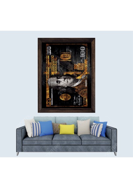 100 Dolar Çerçeveli Duvar Tablosu 30X45 cm