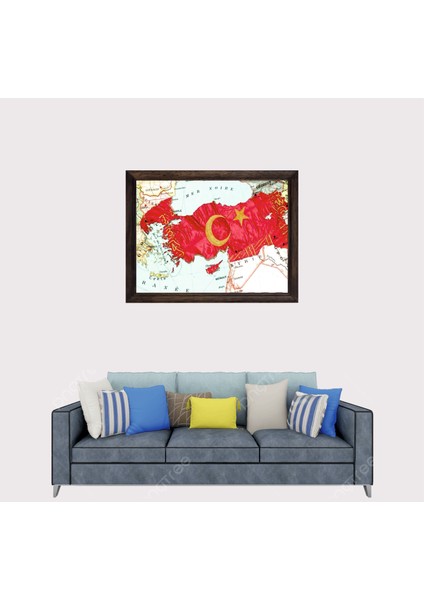 Türkiye Sınır Haritası Çerçeveli Duvar Tablosu 30X45 cm fiyatları